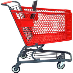 Shopping Cart Utility Cart: 38-37/50" Long, 21-15/32" Wide, Plastic, 248.000 lb Capacity, Red