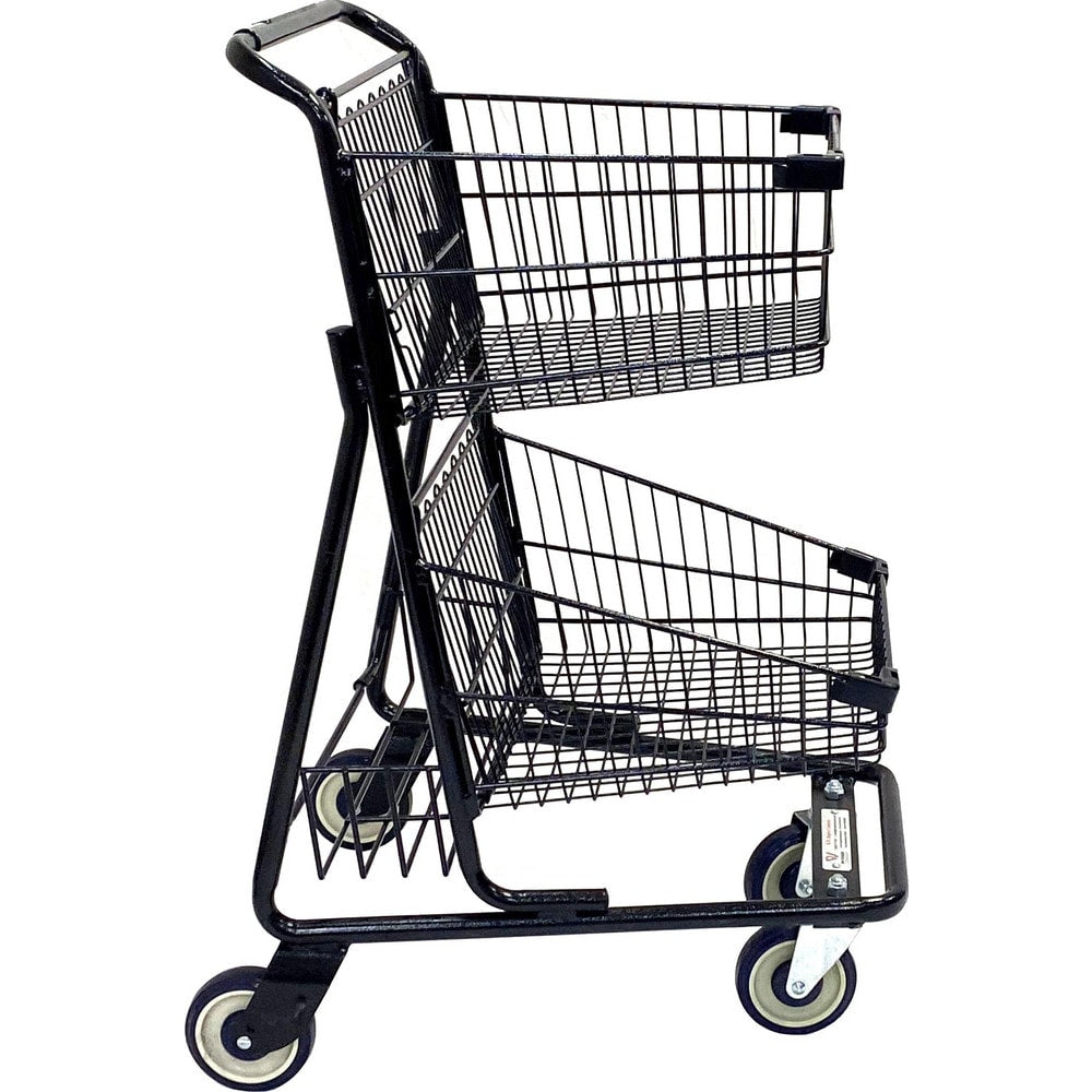 Shopping Cart Utility Cart: 26-3/10" Long, 20-25/64" Wide, Metal, 159.000 lb Capacity, Black