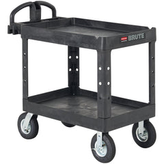 Service Utility Cart: 44" Long, 25-1/2" Wide, Resin, 500 lb Capacity, Black