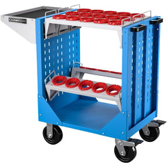 CNC Storage Carts; Style: HSK; Taper Size: HSK80; Tool Type: HSK; Caster Type: Swivel, Fixed; Color: Bright Blue; Tool Capacity: 3600; Material: Steel; Load Capacity (Lb.