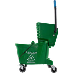 Mop Buckets & Wringers; Connection Type: None; Mop Capacity: 26; Handle Material: Ergonomic Dual Component; Color: Green; Features: Color-Coded Design, Non-Marking Casters, Side-Press Wringer, Durable Material, Ergonomic Handle