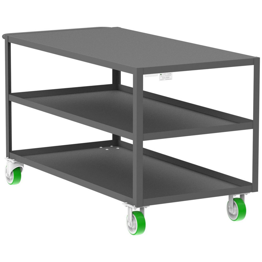 Shelf Utility Cart: 65" Long, 30" Wide, Steel, 2000 lb Capacity, Gray