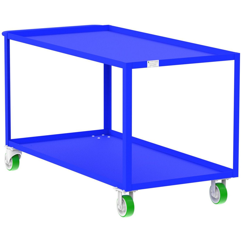 Shelf Utility Cart: 65" Long, 30" Wide, Steel, 2000 lb Capacity, Blue