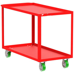 Shelf Utility Cart: 53" Long, 24" Wide, Steel, 2000 lb Capacity, Red