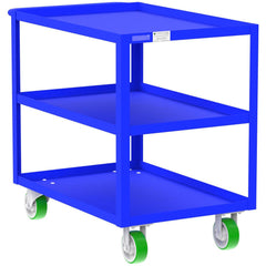 Shelf Utility Cart: 41" Long, 24" Wide, Steel, 2000 lb Capacity, Blue