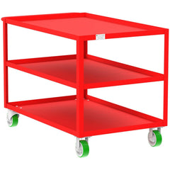 Shelf Utility Cart: 53" Long, 30" Wide, Steel, 2000 lb Capacity, Red