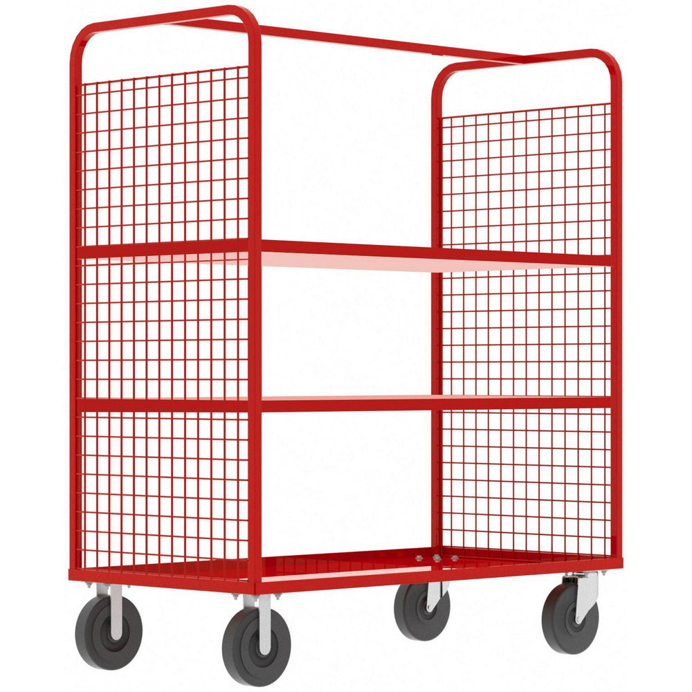 Cage Utility Cart: 57" Long, 30" Wide, Steel, 1600 lb Capacity, Red