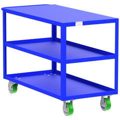 Shelf Utility Cart: 53" Long, 24" Wide, Steel, 2000 lb Capacity, Blue