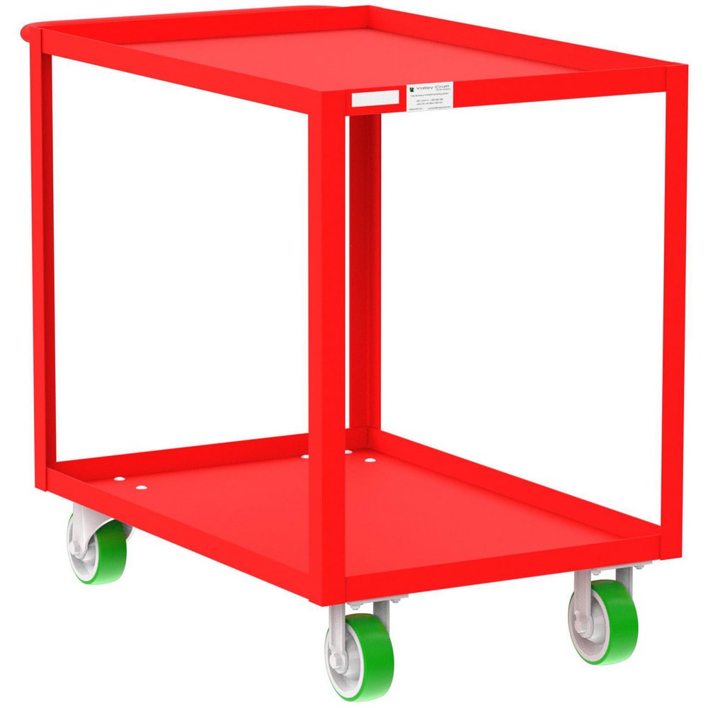 Shelf Utility Cart: 41" Long, 24" Wide, Steel, 2000 lb Capacity, Red