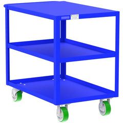 Shelf Utility Cart: 41" Long, 24" Wide, Steel, 2000 lb Capacity, Blue