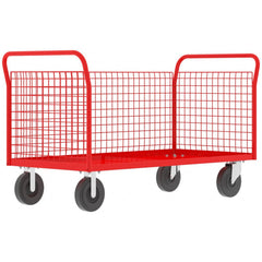 Cage Utility Cart: 64" Long, 30" Wide, Steel, 2000 lb Capacity, Red