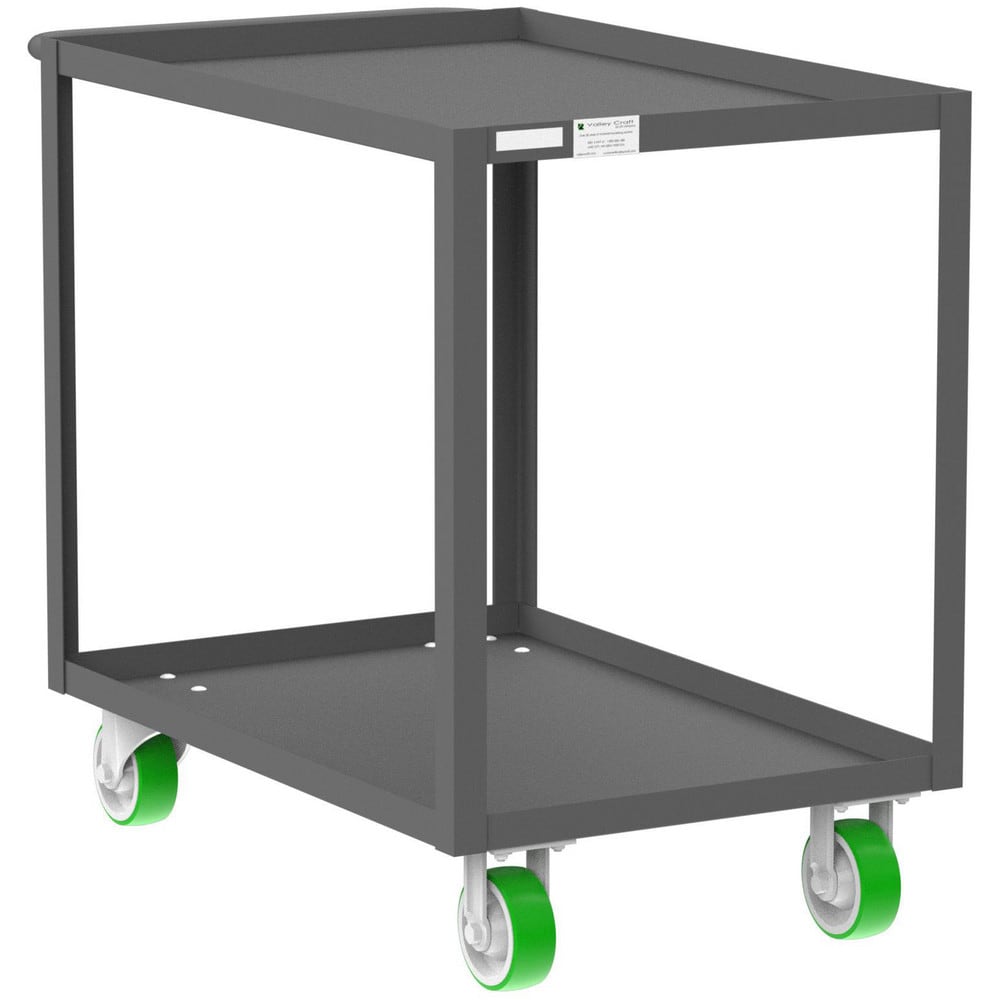 Shelf Utility Cart: 41" Long, 24" Wide, Steel, 2000 lb Capacity, Gray