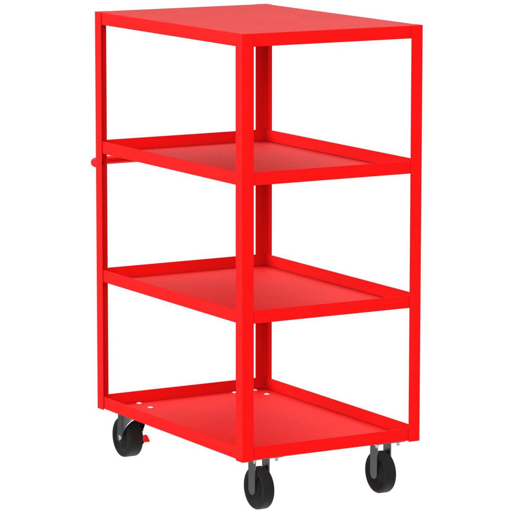 Shelf Utility Cart: 41" Long, 24" Wide, Steel, 3600 lb Capacity, Red