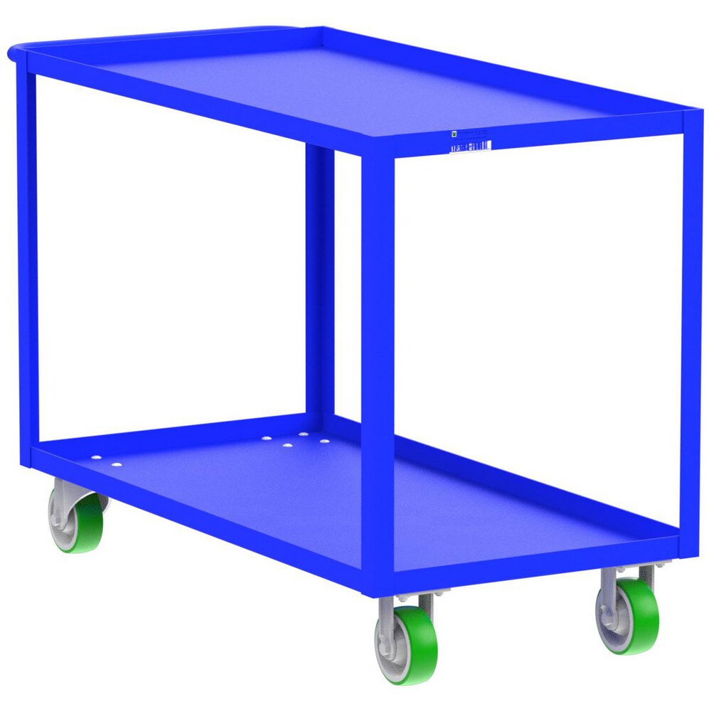 Shelf Utility Cart: 53" Long, 24" Wide, Steel, 2000 lb Capacity, Blue