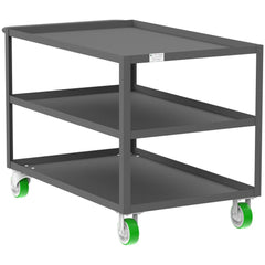 Shelf Utility Cart: 53" Long, 30" Wide, Steel, 2000 lb Capacity, Gray