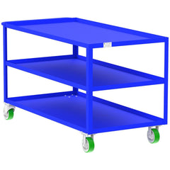 Shelf Utility Cart: 65" Long, 30" Wide, Steel, 2000 lb Capacity, Blue