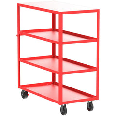 Shelf Utility Cart: 53" Long, 24" Wide, Steel, 3600 lb Capacity, Red