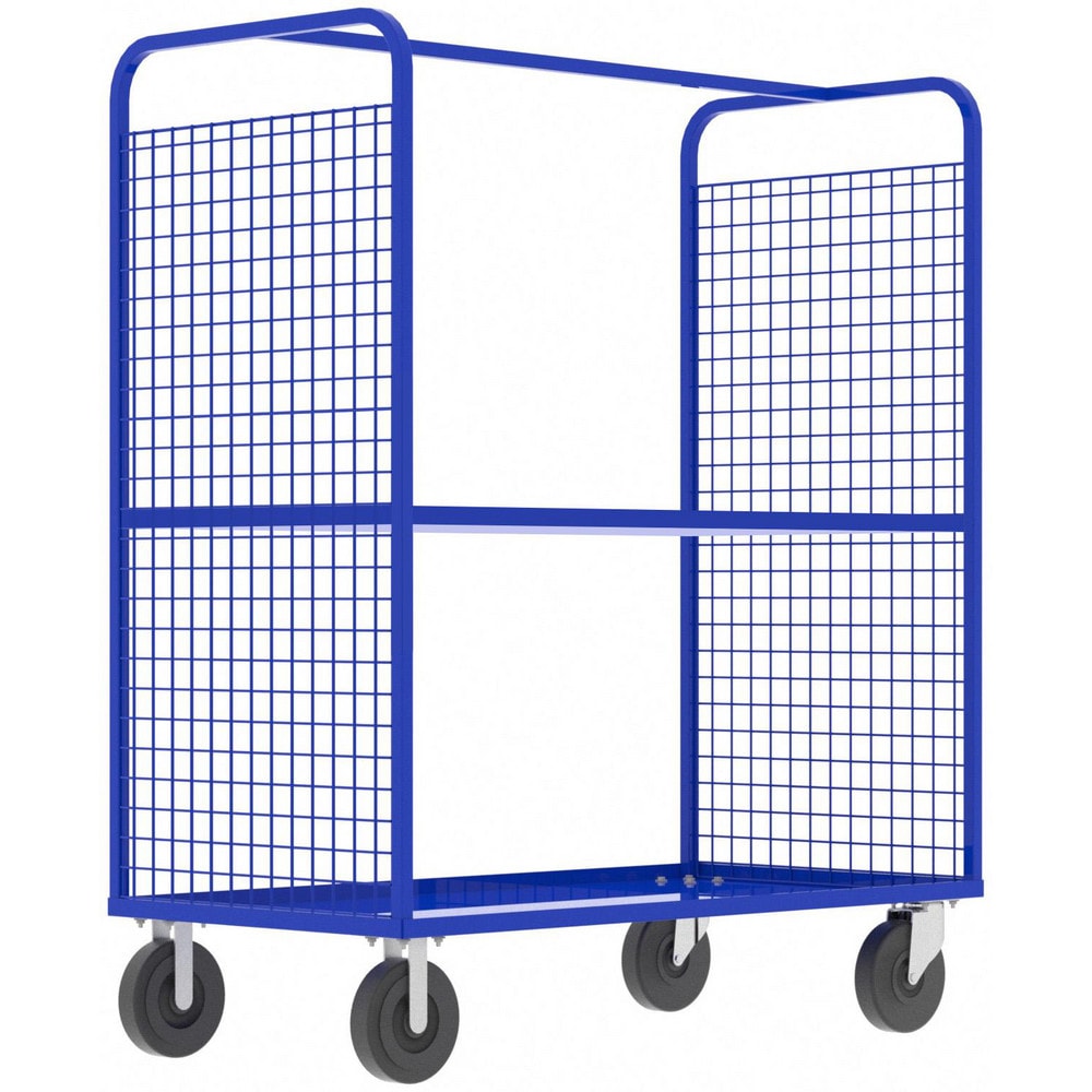 Cage Utility Cart: 57" Long, 30" Wide, Steel, 1600 lb Capacity, Blue