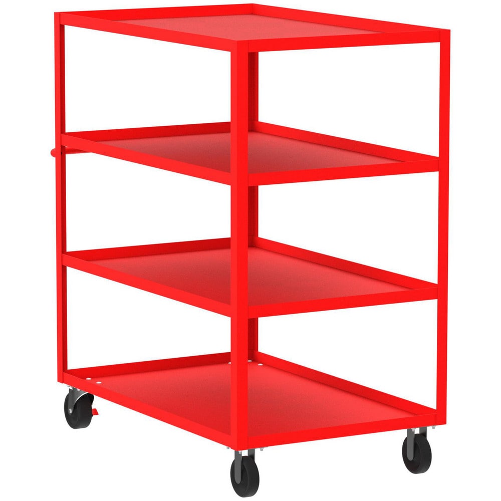 Shelf Utility Cart: 53" Long, 30" Wide, Steel, 3600 lb Capacity, Red