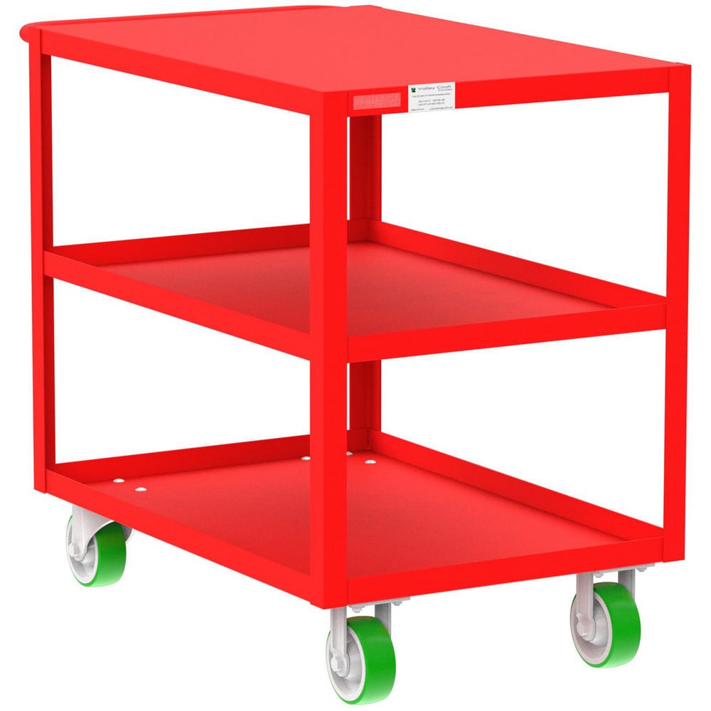 Shelf Utility Cart: 41" Long, 24" Wide, Steel, 2000 lb Capacity, Red