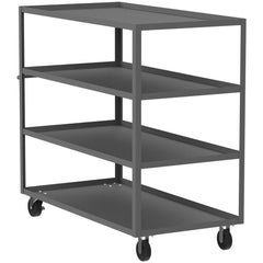 Shelf Utility Cart: 65" Long, 30" Wide, Steel, 3600 lb Capacity, Gray