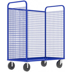 Cage Utility Cart: 57" Long, 30" Wide, Steel, 1600 lb Capacity, Blue