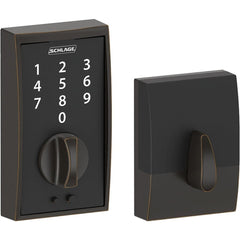 Deadbolts; Deadbolt Type: Deadbolt; Lock Type: Push Button; Key Type: Key Codeable; Mount Type: Surface; Material: Metal; Minimum Door Thickness: 1.375 in; Maximum Door Thickness: 1.75; Finish: Antique Bronze