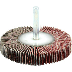 Mounted Flap Wheel: 2" Dia, 1/2" Face Width, 240 Grit, Aluminum Oxide