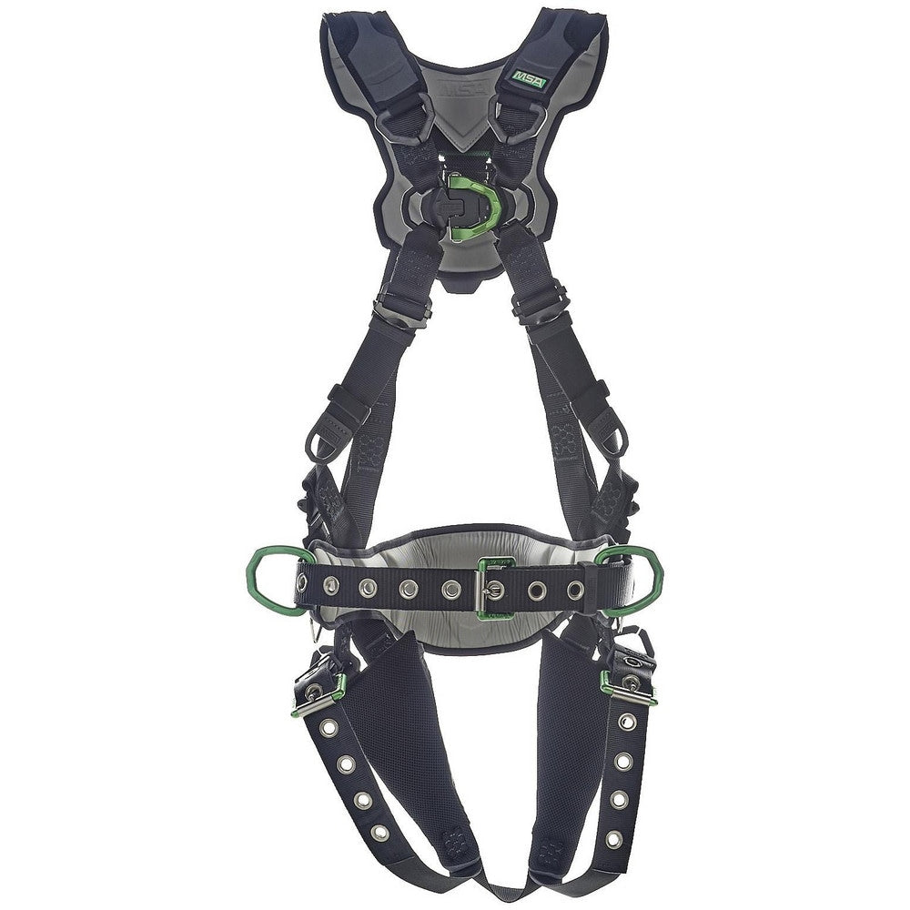Fall Protection Harnesses:  400.000 Lb,  Construction Style,  Size X-Large,  For Construction,  Polyester, Back & Hips & Front D-Ring