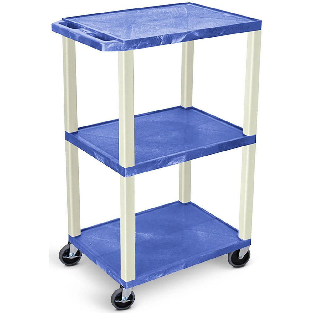 Utility Utility Cart: 18" Long, 24" Wide, Recycled Molded Plastic, 300 lb Capacity, Blue