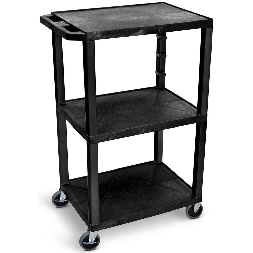 Utility Utility Cart: 18" Long, 24" Wide, Recycled Molded Plastic, 300 lb Capacity, Black