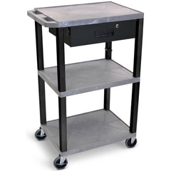 Utility Utility Cart: 18" Long, 24" Wide, Recycled Molded Plastic, 300 lb Capacity, Gray