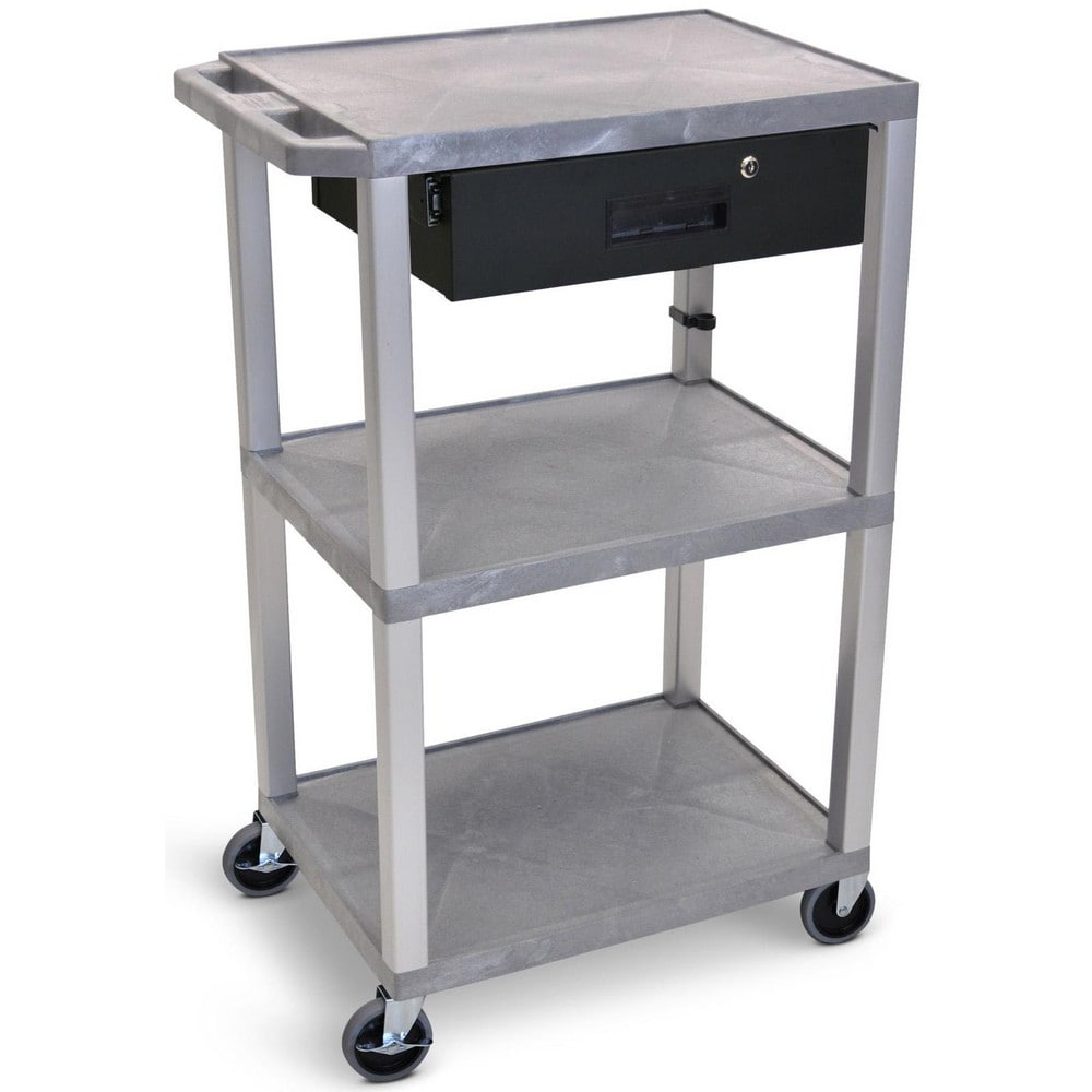 Utility Utility Cart: 18" Long, 24" Wide, Recycled Molded Plastic, 300 lb Capacity, Gray