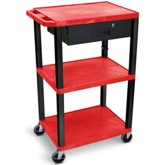 Utility Utility Cart: 18" Long, 24" Wide, Recycled Molded Plastic, 300 lb Capacity, Red