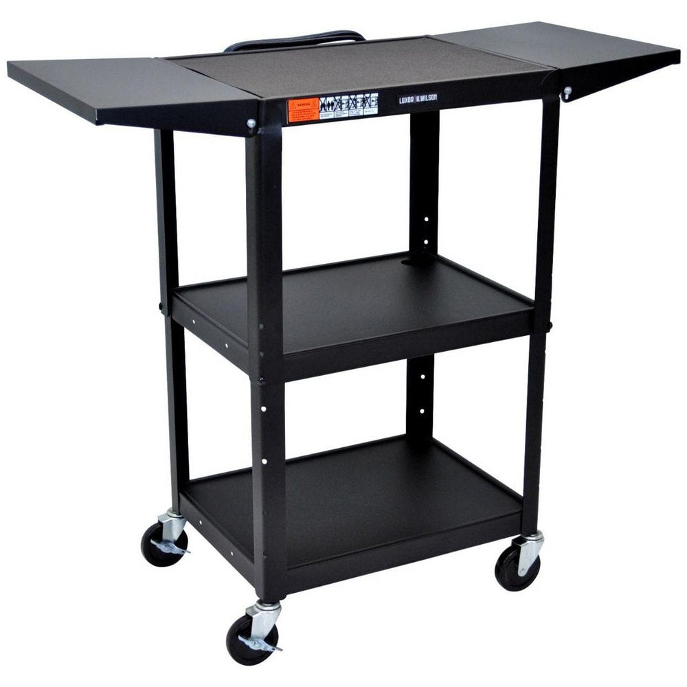 Utility Utility Cart: 18" Long, 24" Wide, Powder Coated Steel, 300 lb Capacity, Black