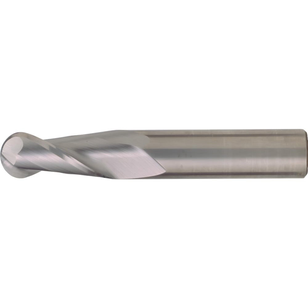 Ball End Mill: 1/8" Dia, 1" LOC, 2 Flute, High Speed Steel