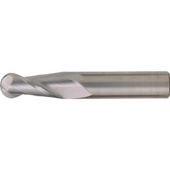 Ball End Mill: 1/4" Dia, 3/4" LOC, 2 Flute, High Speed Steel