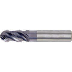 Ball End Mill: 7/16" Dia, 1" LOC, 4 Flute, High Speed Steel