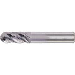 Ball End Mill: 3/4" Dia, 1-1/2" LOC, 4 Flute, High Speed Steel