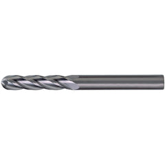 Ball End Mill: 3/4" Dia, 3" LOC, 4 Flute, Solid Carbide