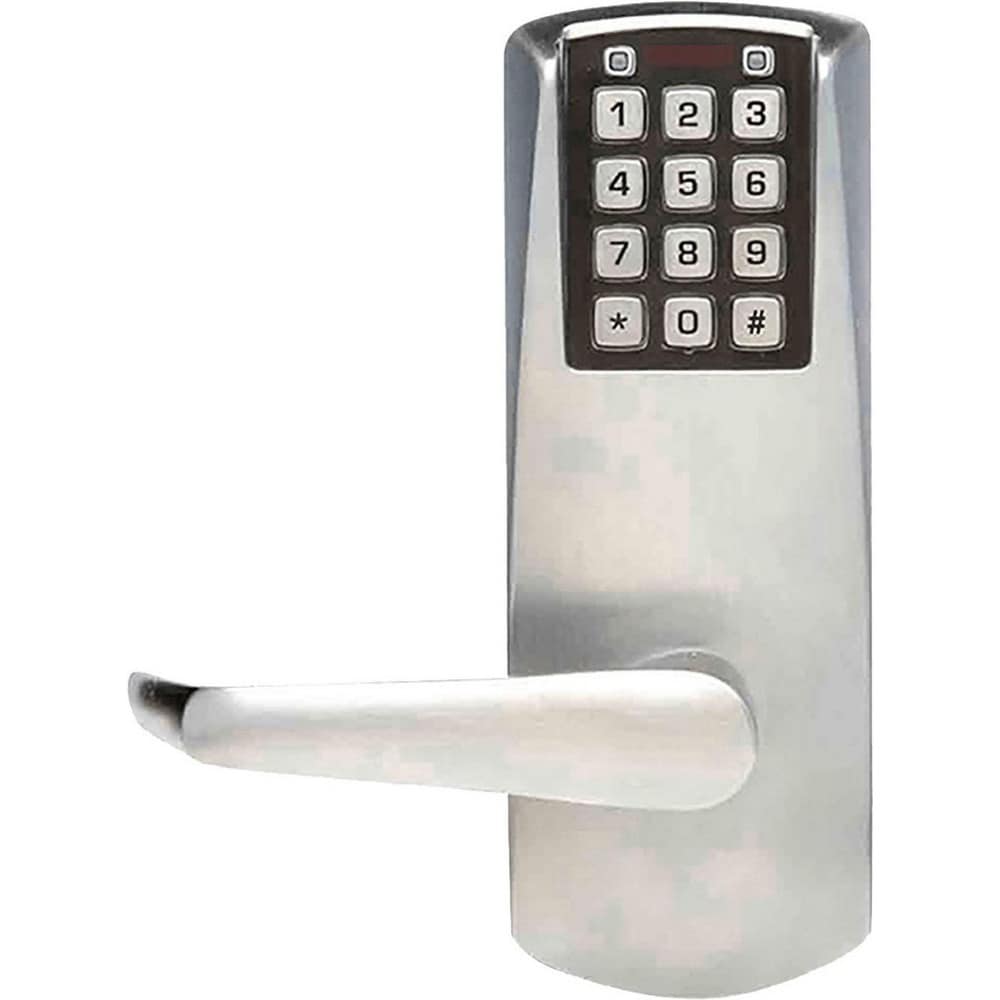 Lever Locksets; Lockset Type: Rim Exit Trim with Keypad; Key Type: None; Back Set: 2-3/4; Cylinder Type: None; Material: Metal; Door Thickness: 1 3/8 to 1 3/4; Finish: Satin Chrome