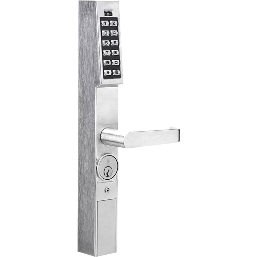 Lever Locksets; Lockset Type: Rim Exit Trim with Keypad; Key Type: Conventional; Back Set: 2-3/4; Cylinder Type: Conventional; Material: Metal; Door Thickness: 1 3/8 - 1 3/4; Finish: Satin Chrome