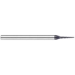 Tapered End Mill: 10 deg Angle per Side, 0.0900" Small Dia, 0.7200" LOC, 3 Flute, Tapered End