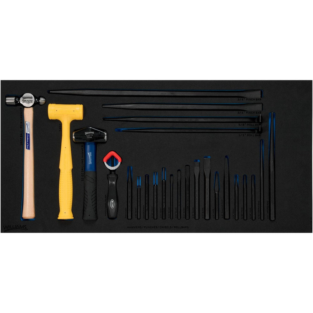 Combination Hand Tool Set: 26 Pc, Hammer, Chisel & PunchSet