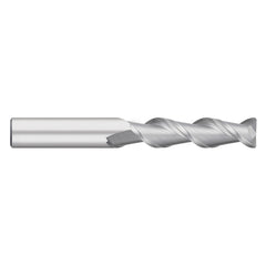 Corner Radius End Mill: 1/8" Dia, 3/4" LOC, 0.0100" Radius, 2 Flute, Solid Carbide