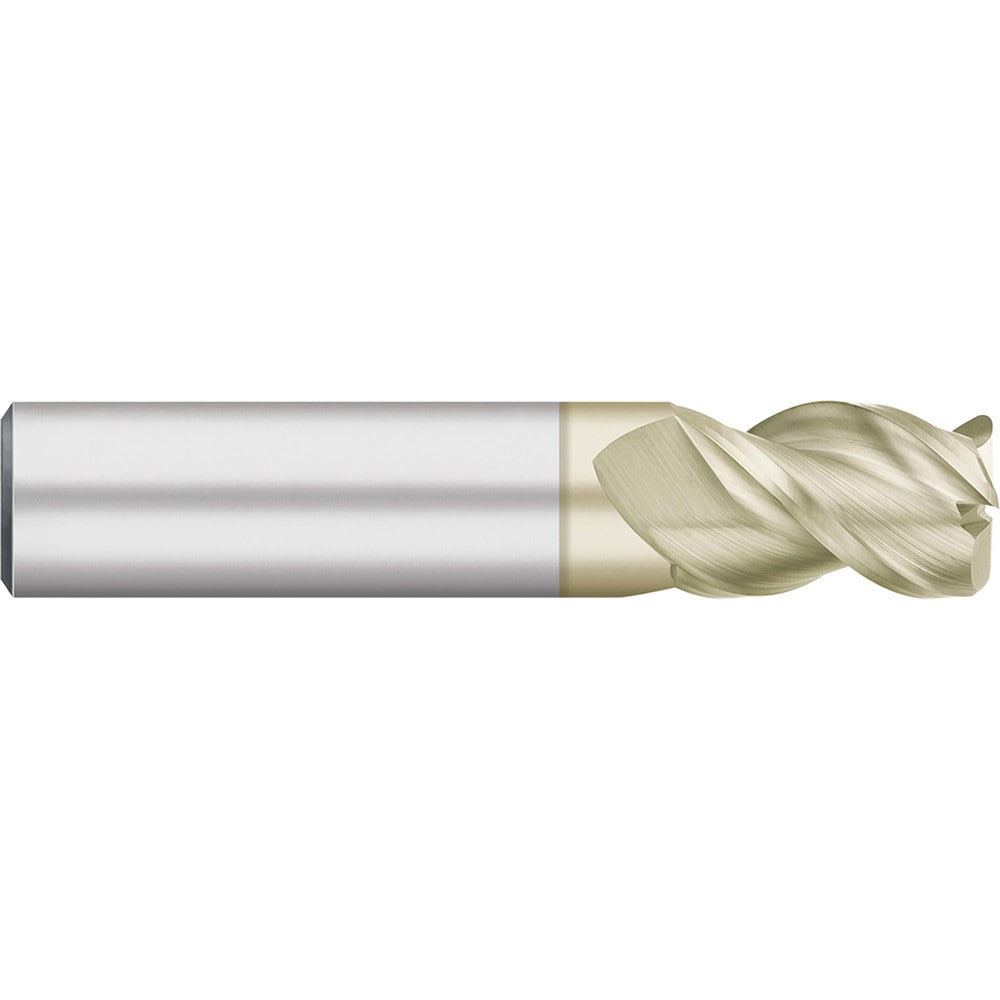 Corner Radius End Mill: 1/4" Dia, 1/2" LOC, 0.0150" Radius, 3 Flute, Solid Carbide