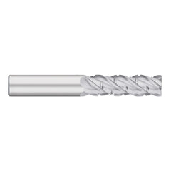 Roughing End Mill: 5/8" Dia, 4 Flute, Medium Pitch, 0.0300" Corner Radius, Single End, Solid Carbide