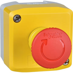 Pushbutton Control Stations; Control Station Type: Control Station; Number of Operators: 1; Legend Markings: No Legend; Switch Action: Turn to Release; Contact Configuration: NO/2NC; Operator Type: Mushroom Head