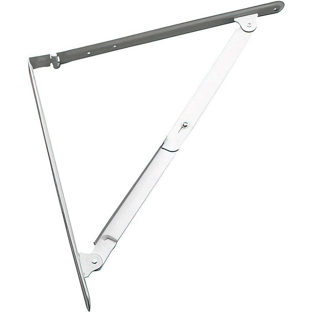 Brackets; Bracket Type: Folding Shelf Bracket; Mount Type: Screw-On; Length (Inch): 15.55 in; Bracket Material: Steel; Load Capacity: 198; Overall Width: 1.26 in; Finish: White