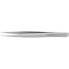 Tweezers; Tweezer Type: Fine Point; Pattern: Smooth Pointed Tip and Serrated Bent Tip; Material: Stainless Steel; Tip Type: Extra Fine; Tip Shape: Pointed; Overall Length (Inch): 4-1/2; Grip Style: Smooth